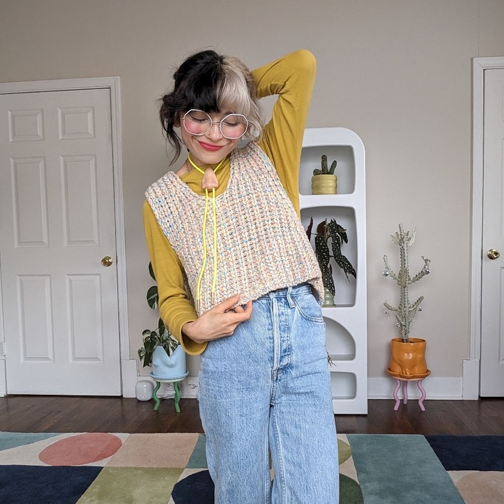 SOLD - Free people chunky knitted Hoopla Vest - Picture 2 of 11